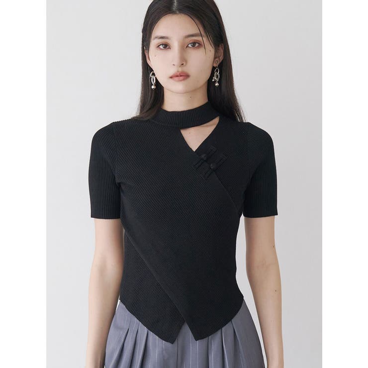 ブラック | カシュクールチャイナニット | MURUA