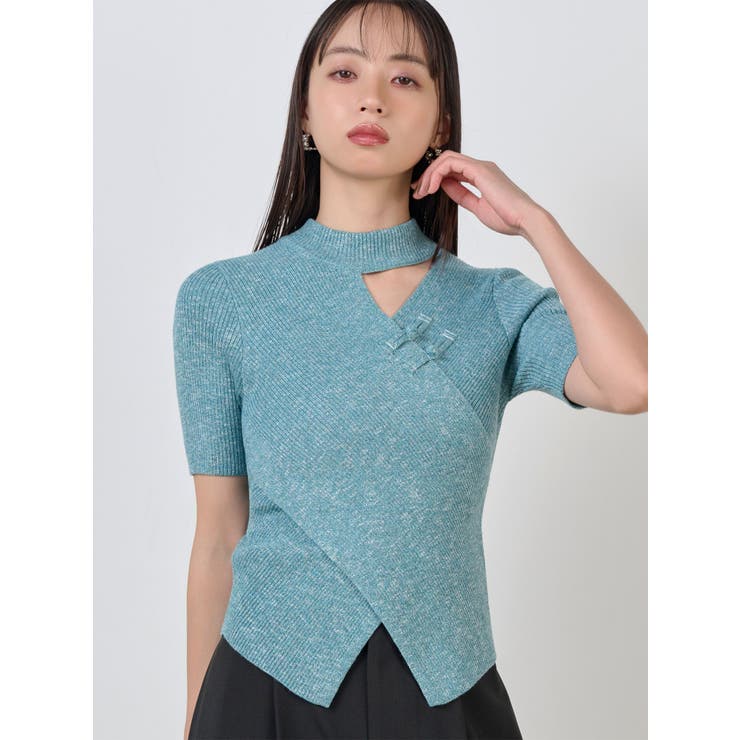 ブルー | カシュクールチャイナニット | MURUA