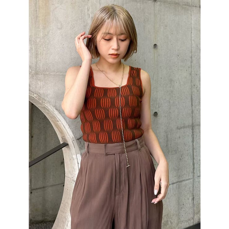 pinue アメスリニットタンク BROWN mystic 新品 タグ付きアメスリニットタンク ブラウン｜Yahoo