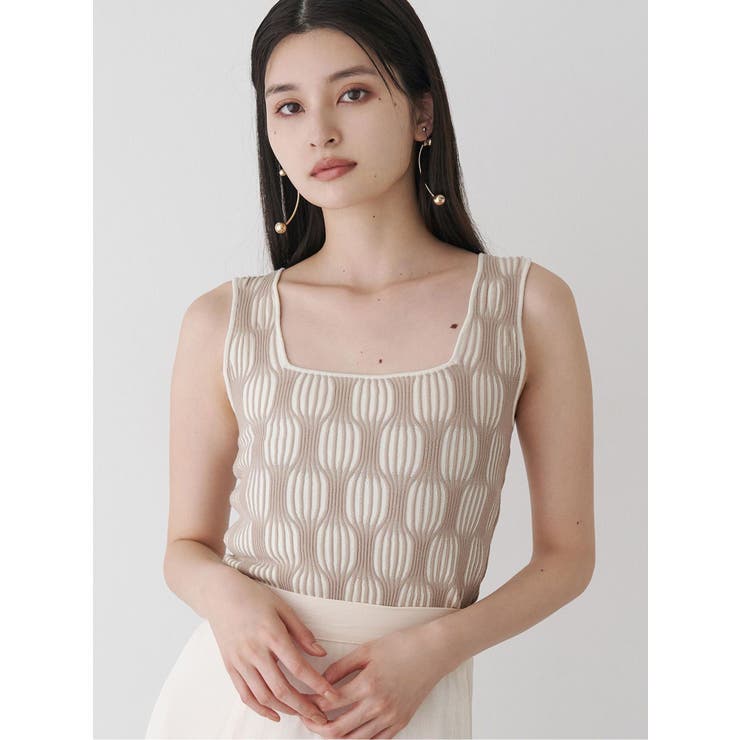 アイボリー | ウェーブパターンニットタンク | MURUA