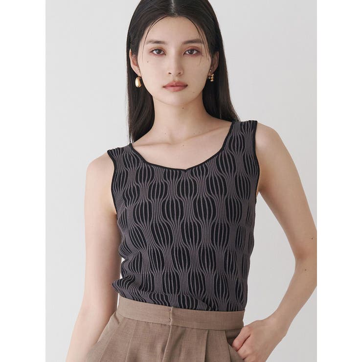 ブラック | ウェーブパターンニットタンク | MURUA