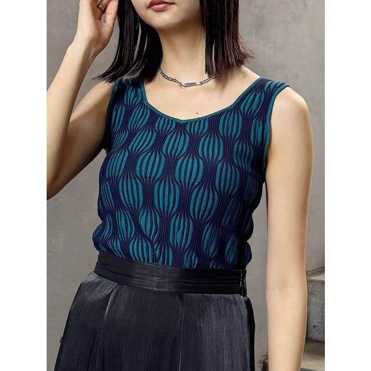 ブルー | ウェーブパターンニットタンク | MURUA