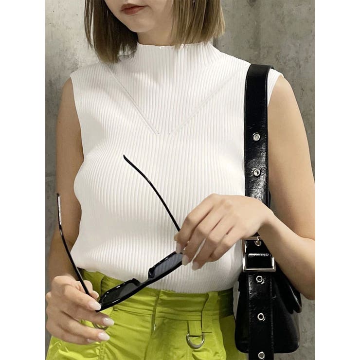 ホワイト | ハイネックノースリーブニット | MURUA