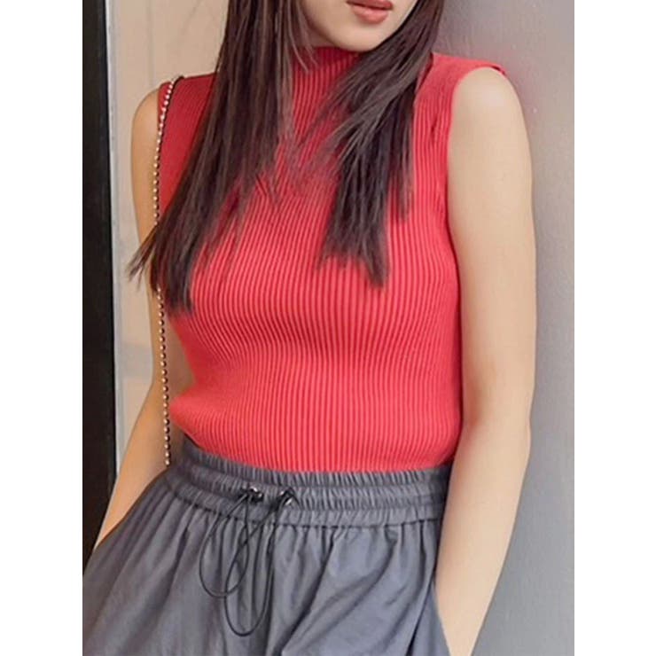 オレンジ | ハイネックノースリーブニット | MURUA