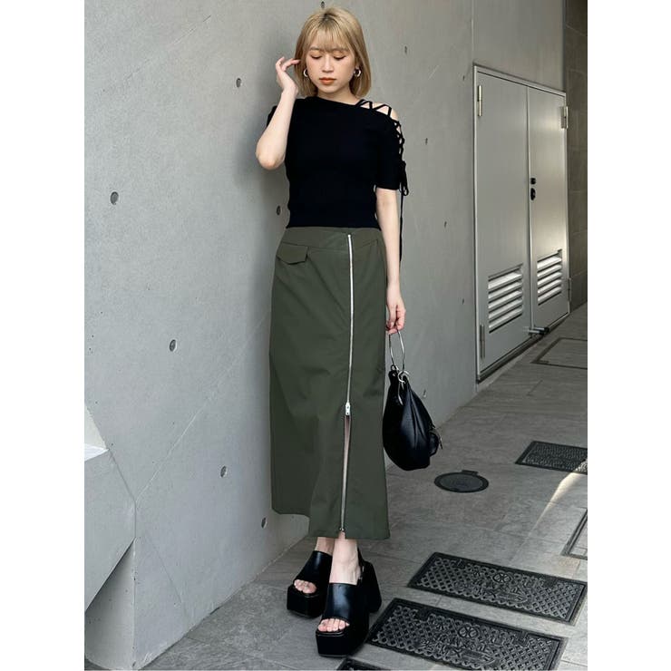 レースアップハーフリブニット[品番：MKSW0065170]｜MURUA