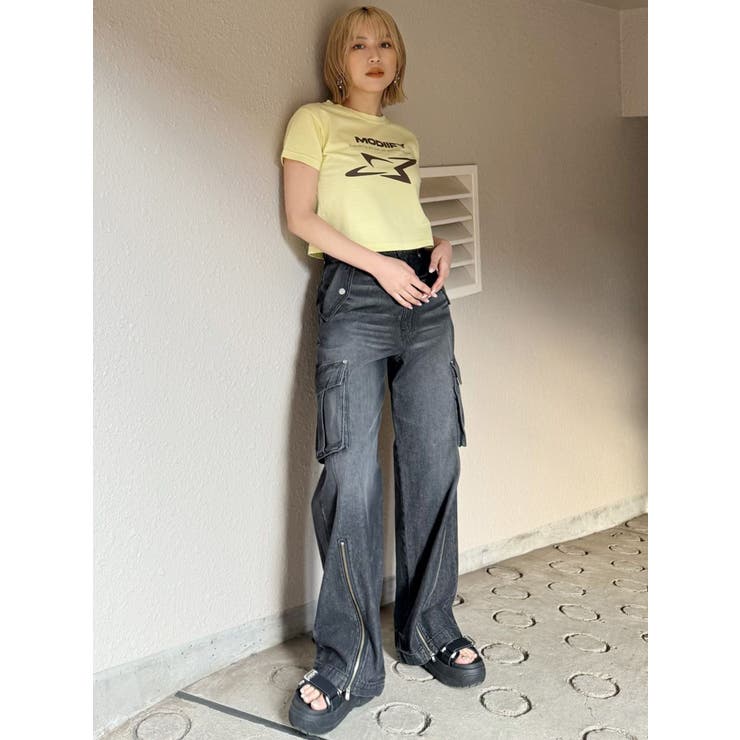 シャープモチーフクロップドTシャツ[品番：MKSW0064128]｜MURUA