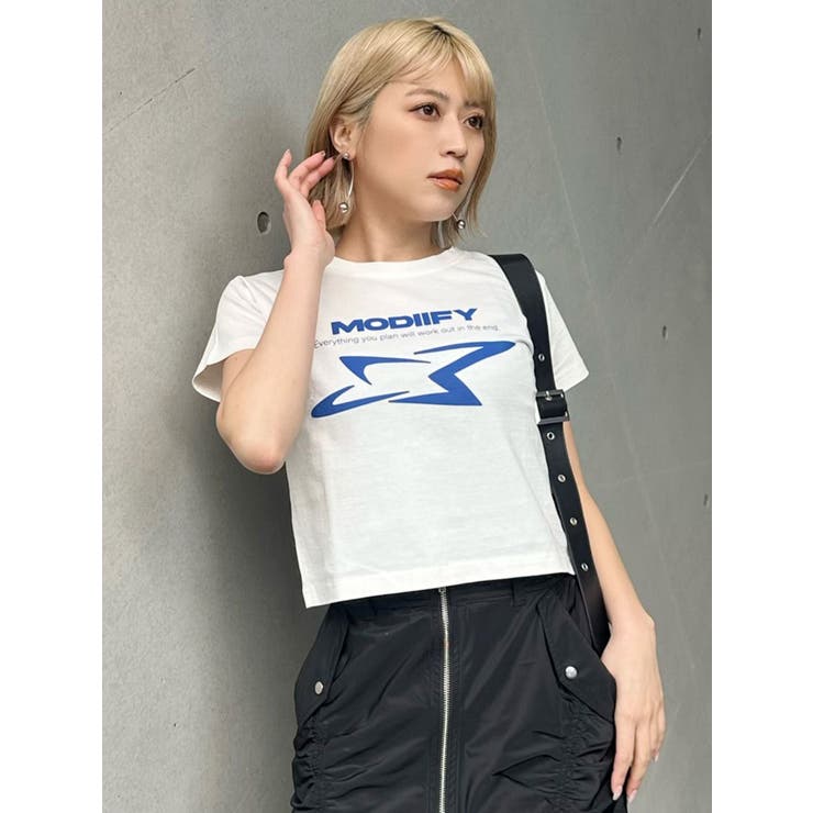 (choco)jump one タイダイ柄 クロップドTシャツ セール】【XU】one shoulder print tops（Tシャツ/カットソー