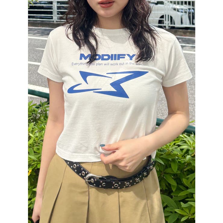 ホワイト | シャープモチーフクロップドTシャツ | MURUA