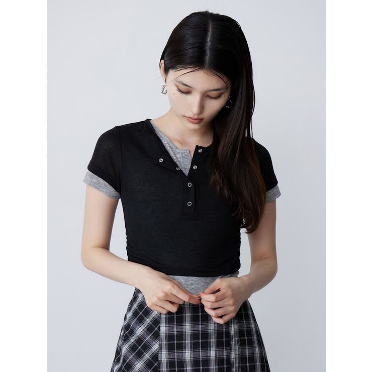 ヘンリーネックレイヤードトップス | MURUA | 詳細画像4 