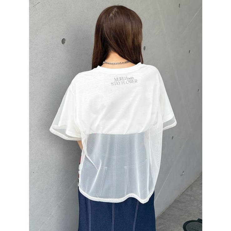 【MURUA×STAYFLOWER】チュールドッキングフラワーTシャツ | MURUA | 詳細画像10 
