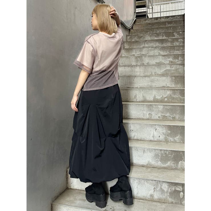 ♥まりも様♥MURUA　ドッキングシャツ MURUA×STAYFLOWER】チュールドッキングフラワーTシャツ[品番