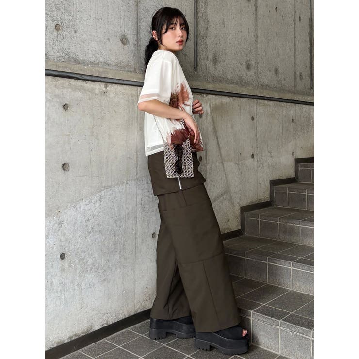 ♥まりも様♥MURUA　ドッキングシャツ MURUA×STAYFLOWER】チュールドッキングフラワーTシャツ[品番