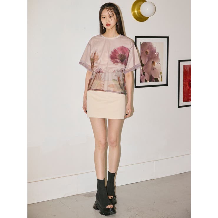 【MURUA×STAYFLOWER】チュールドッキングフラワーTシャツ | MURUA | 詳細画像5 