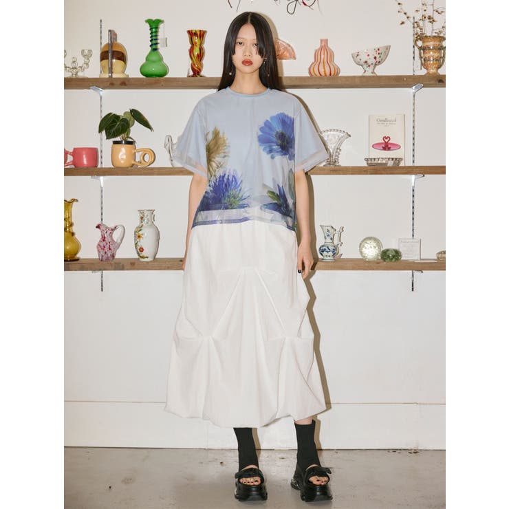 【MURUA×STAYFLOWER】チュールドッキングフラワーTシャツ | MURUA | 詳細画像7 