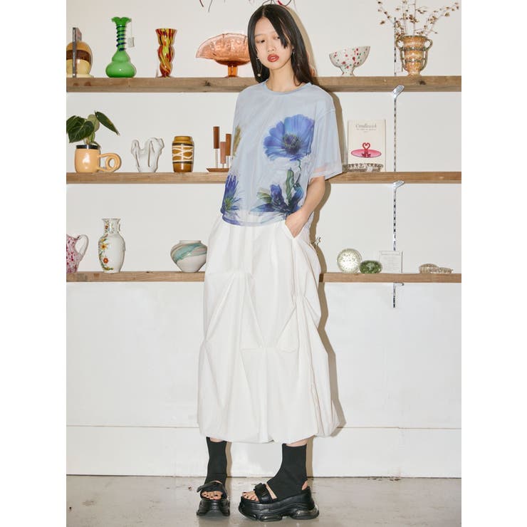 【MURUA×STAYFLOWER】チュールドッキングフラワーTシャツ | MURUA | 詳細画像8 