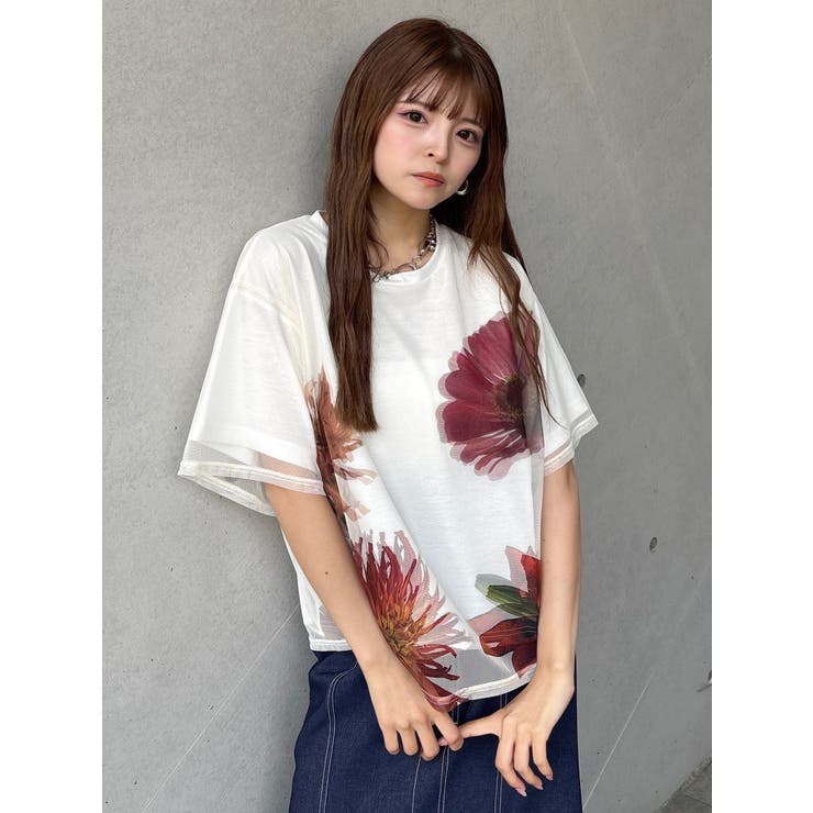 【MURUA×STAYFLOWER】チュールドッキングフラワーTシャツ | MURUA | 詳細画像9 