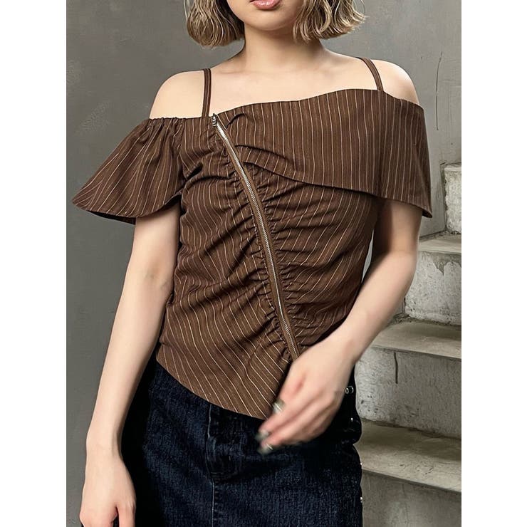 ブラウン | オフショルシャーリングシャツ | MURUA