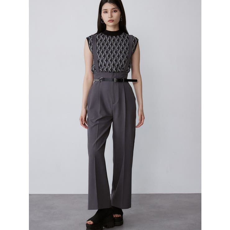 チェーン付きクロスデザインサスペンダー チェーンベルトサスペンダーパンツ[品番：MKSW0065181]｜MURUA