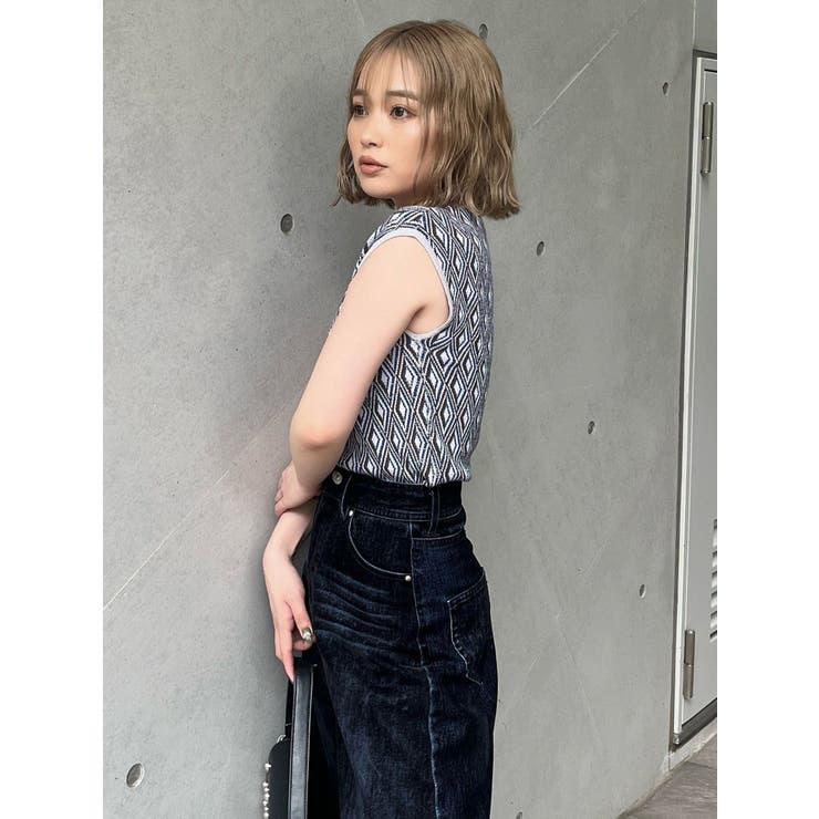 ジオメトリックフレンチスリーブニットタンク | MURUA | 詳細画像24 