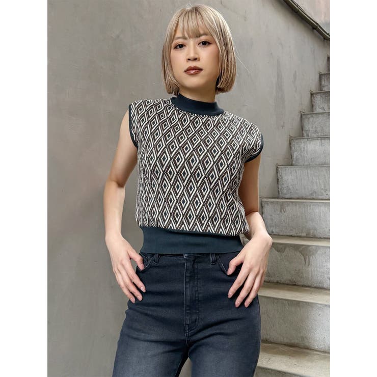 ジオメトリックフレンチスリーブニットタンク | MURUA | 詳細画像32 