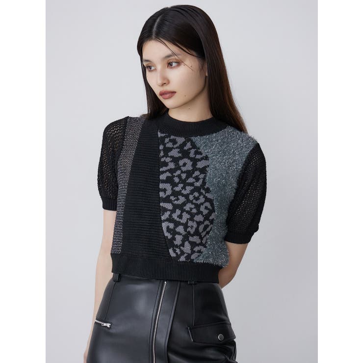 ブラック | クロシェパターンニット | MURUA