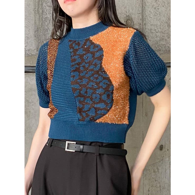 ブルー | クロシェパターンニット | MURUA