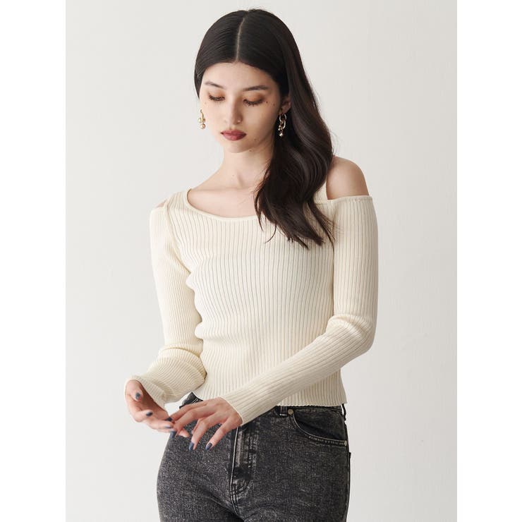 ショルダーカットレイヤードライクリブニット | MURUA | 詳細画像18 