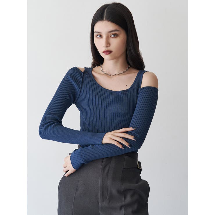 ショルダーカットレイヤードライクリブニット | MURUA | 詳細画像3 