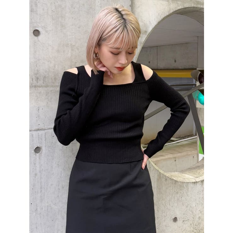 ショルダーカットレイヤードライクリブニット | MURUA | 詳細画像47 