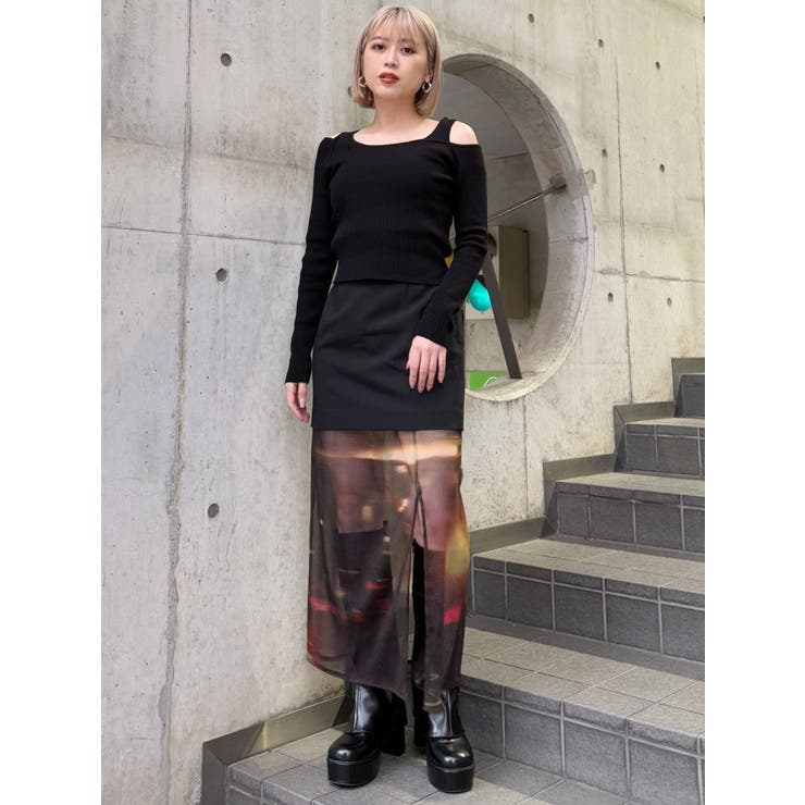 ショルダーカットレイヤードライクリブニット | MURUA | 詳細画像50 