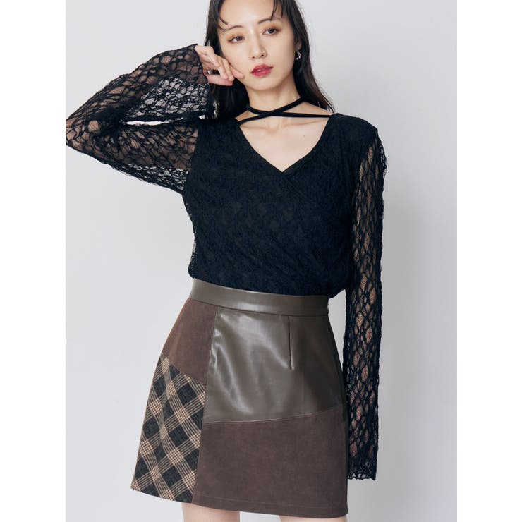 ブラック | カシュクールレーストップス | MURUA