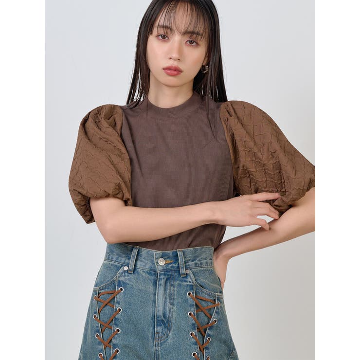ブラウン | テレコドッキングジャガードトップス | MURUA