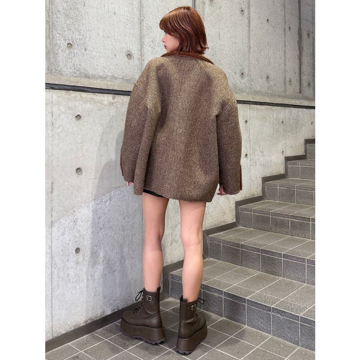 極美品⭐︎MURUA　フェイクファーラインジャガードコート　ブルゾン　2024 極美品⭐︎MURUA フェイクファーラインジャガードコート