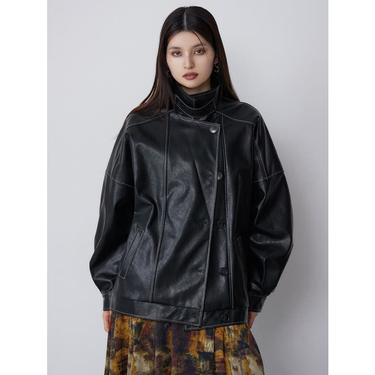 スタンドネックフェイクレザージャケット | MURUA | 詳細画像11 