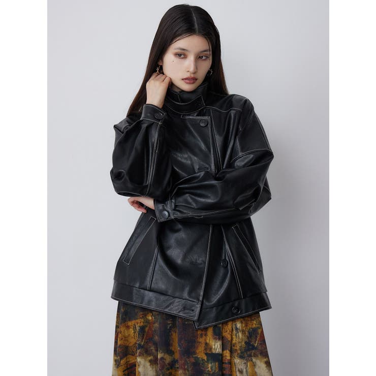 スタンドネックフェイクレザージャケット | MURUA | 詳細画像12 