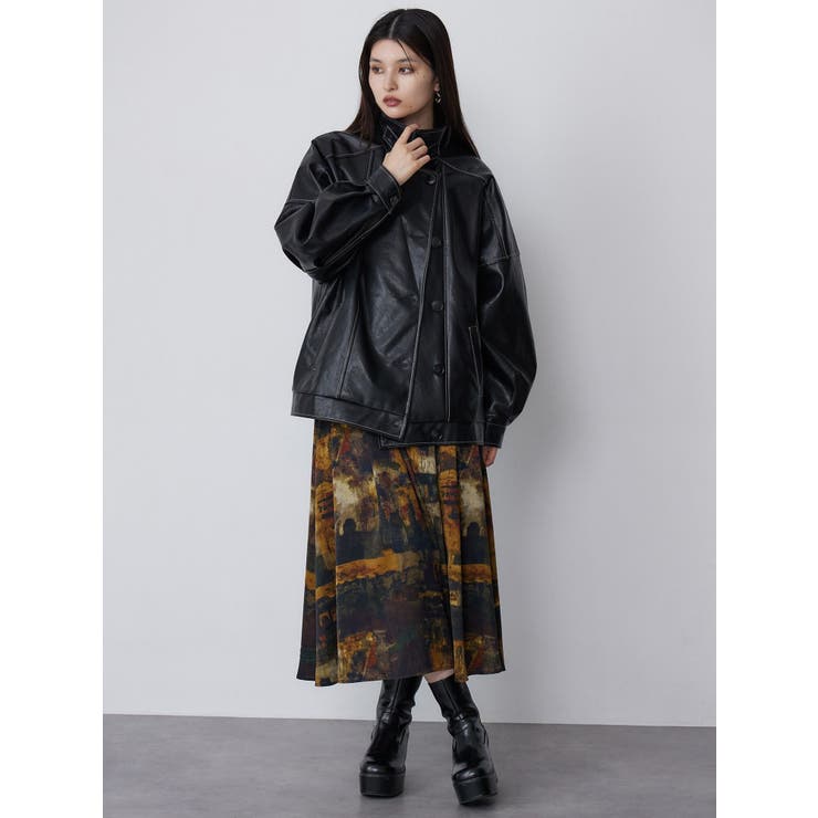 スタンドネックフェイクレザージャケット[品番：MKSW0065726]｜MURUA