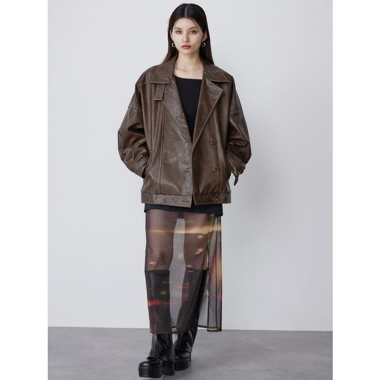 スタンドネックフェイクレザージャケット | MURUA | 詳細画像19 