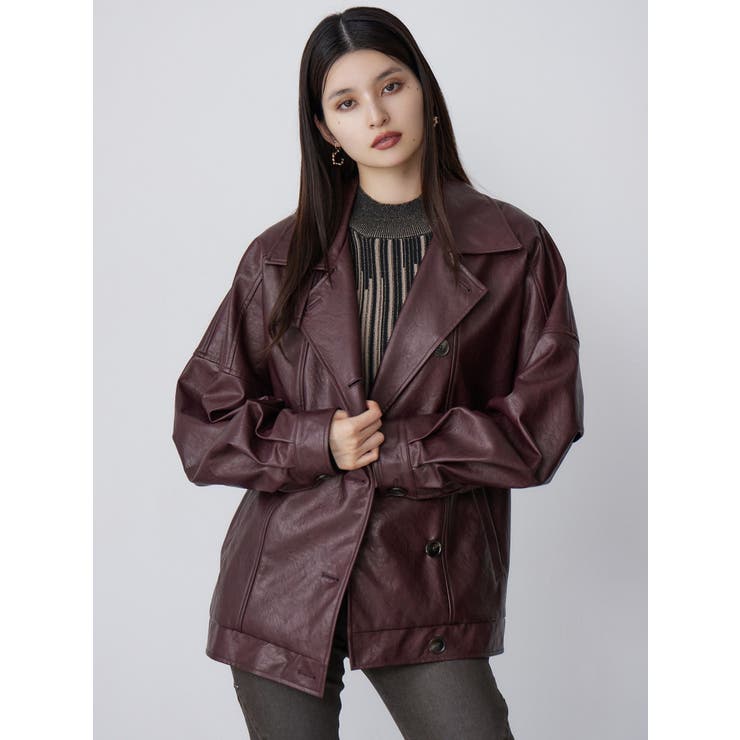 スタンドネックフェイクレザージャケット | MURUA | 詳細画像2 