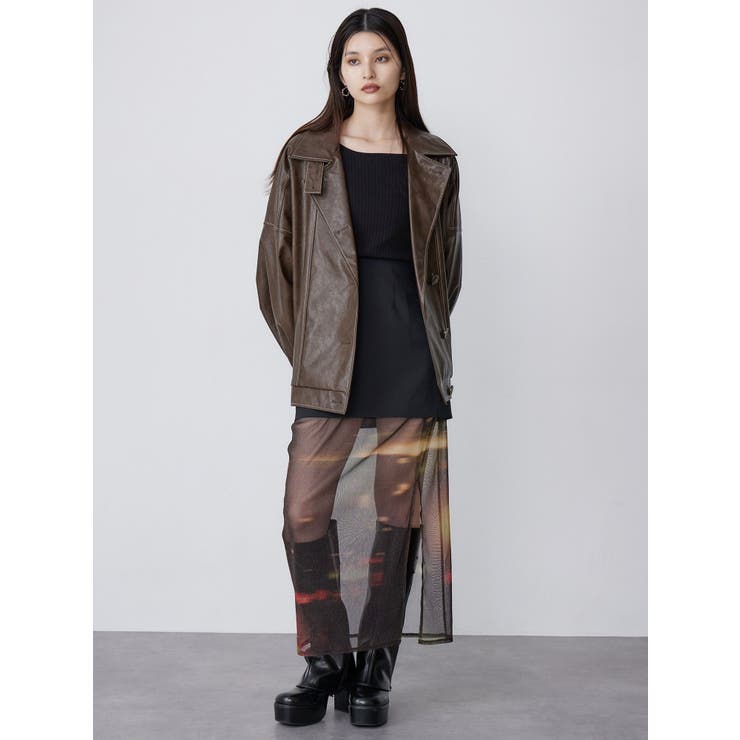 スタンドネックフェイクレザージャケット | MURUA | 詳細画像20 