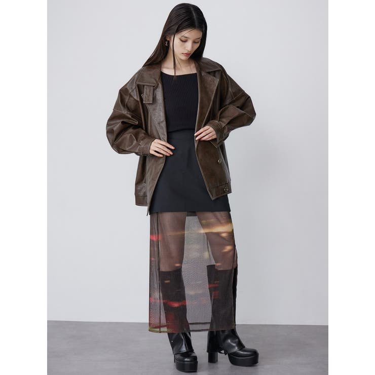 スタンドネックフェイクレザージャケット | MURUA | 詳細画像21 