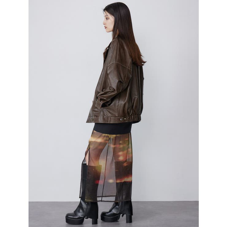 スタンドネックフェイクレザージャケット | MURUA | 詳細画像22 