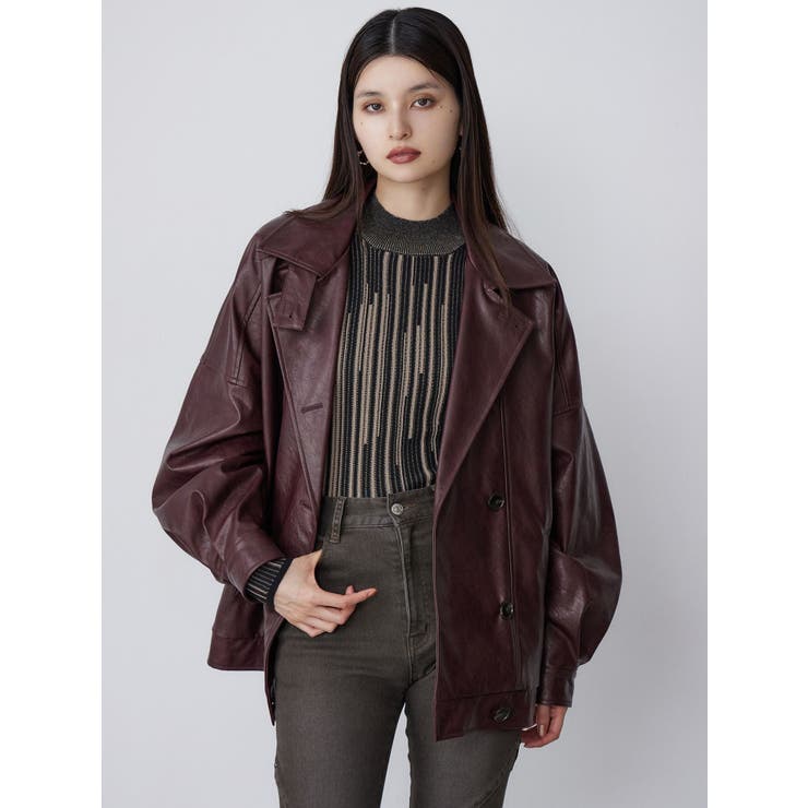 スタンドネックフェイクレザージャケット[品番：MKSW0065726]｜MURUA