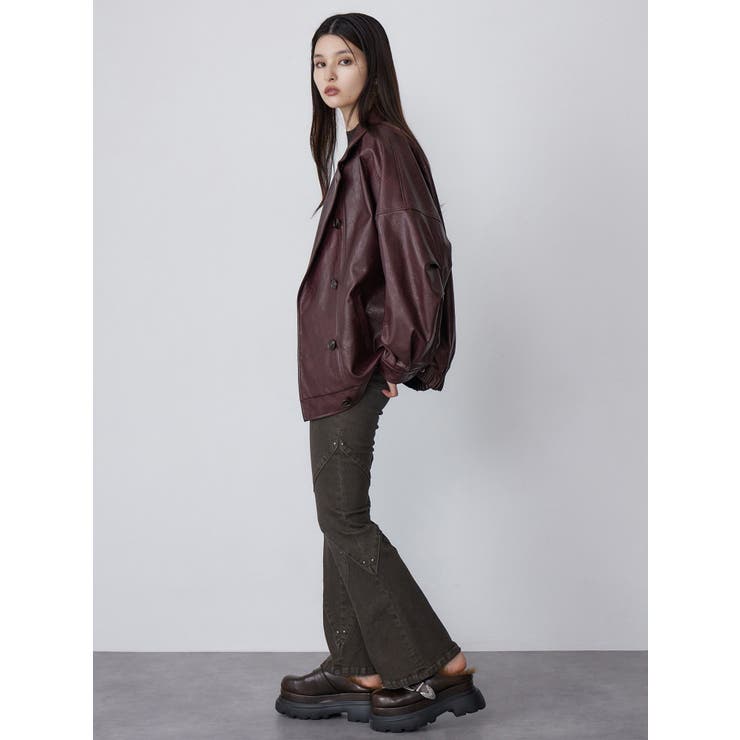 スタンドネックフェイクレザージャケット | MURUA | 詳細画像27 