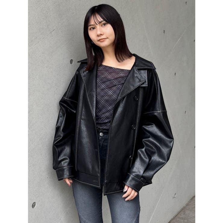 スタンドネックフェイクレザージャケット | MURUA | 詳細画像28 