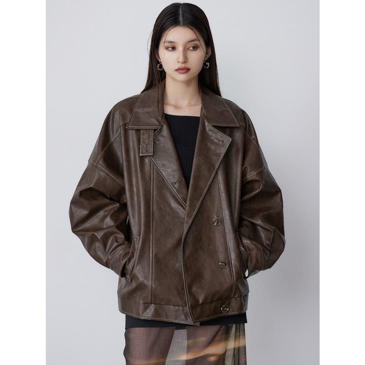 スタンドネックフェイクレザージャケット | MURUA | 詳細画像3 