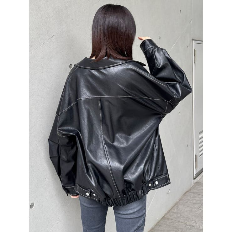 スタンドネックフェイクレザージャケット | MURUA | 詳細画像30 