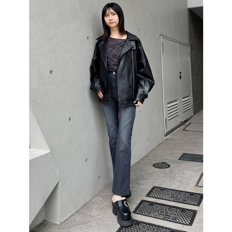 スタンドネックフェイクレザージャケット | MURUA | 詳細画像31 