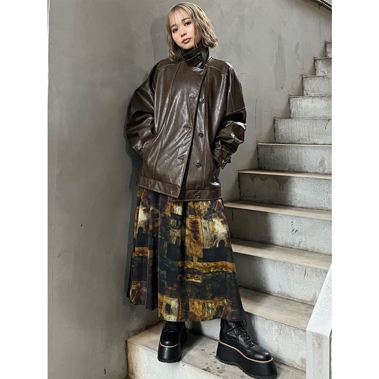 スタンドネックフェイクレザージャケット | MURUA | 詳細画像37 