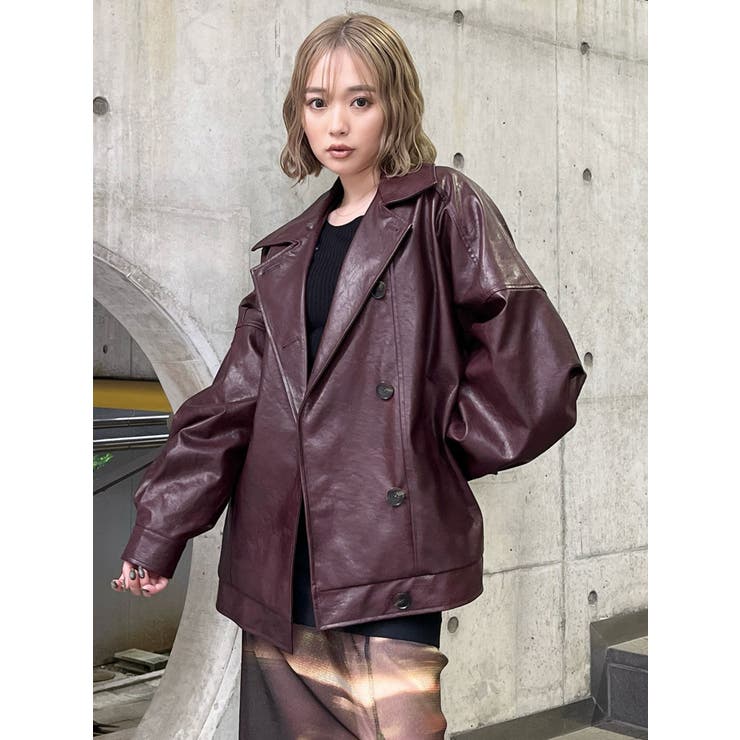 スタンドネックフェイクレザージャケット[品番：MKSW0065726]｜MURUA