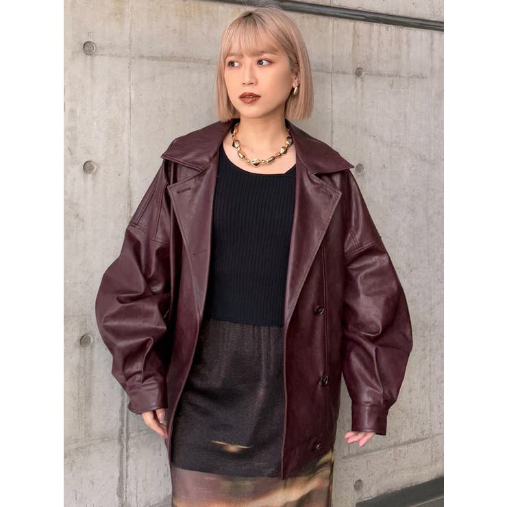 スタンドネックフェイクレザージャケット | MURUA | 詳細画像43 